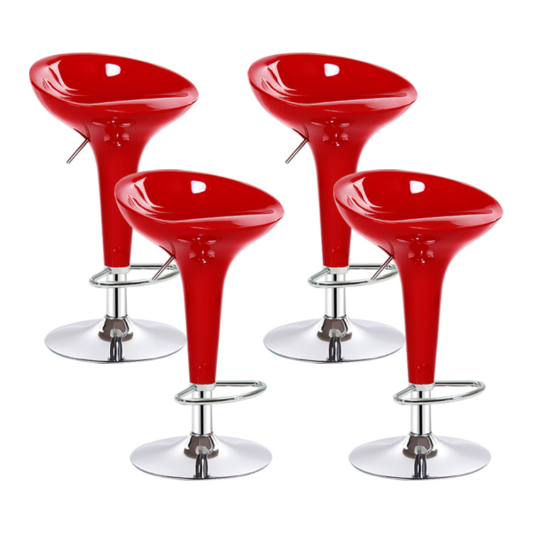 Modern Liftable Rotatable Counter Stool Steel Household Bar Stool with Pedal Red 4 Piece Set Clearhalo 'Bar Furniture' 'Bar Stools' 'bar_stools' 'furn' 'furn_bar_stools' 'furniture_bar_stools' 'Kitchen & Dining Furniture' 'kitchen&dining_furn' 'kitchen' 'kitchen_furn' Furniture' 4297455