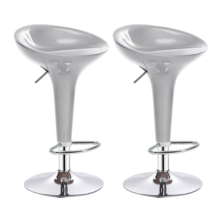 Modern Liftable Rotatable Counter Stool Steel Household Bar Stool with Pedal Silver 2 Piece Set Clearhalo 'Bar Furniture' 'Bar Stools' 'bar_stools' 'furn' 'furn_bar_stools' 'furniture_bar_stools' 'Kitchen & Dining Furniture' 'kitchen&dining_furn' 'kitchen' 'kitchen_furn' Furniture' 4297457