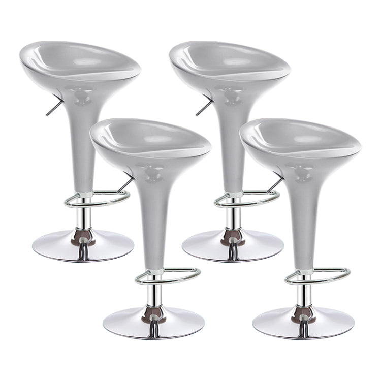 Modern Liftable Rotatable Counter Stool Steel Household Bar Stool with Pedal Silver 4 Piece Set Clearhalo 'Bar Furniture' 'Bar Stools' 'bar_stools' 'furn' 'furn_bar_stools' 'furniture_bar_stools' 'Kitchen & Dining Furniture' 'kitchen&dining_furn' 'kitchen' 'kitchen_furn' Furniture' 4297458