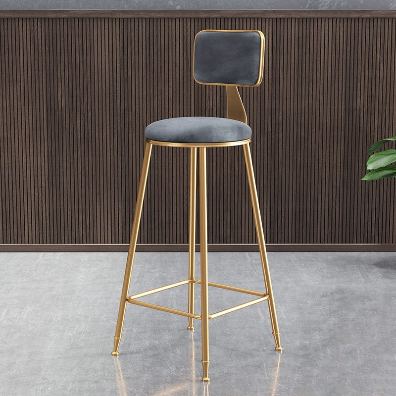 Glam Armless Counter Stool Iron Household Bar Stool with Cushion and Pedal Clearhalo 'Bar Furniture' 'Bar Stools' 'bar_stools' 'furn' 'furn_bar_stools' 'furniture_bar_stools' 'Kitchen & Dining Furniture' 'kitchen&dining_furn' 'kitchen' 'kitchen_furn' Furniture' 4297469