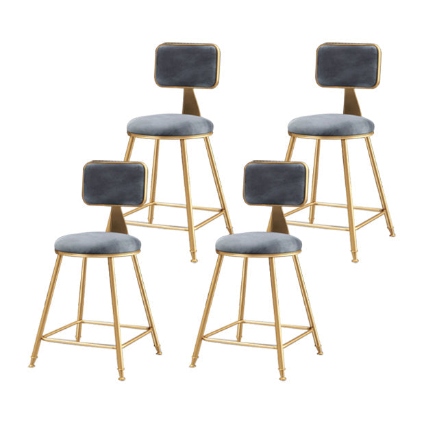 Glam Armless Counter Stool Iron Household Bar Stool with Cushion and Pedal Grey 4 Piece Set Short Stool(18"H) Clearhalo 'Bar Furniture' 'Bar Stools' 'bar_stools' 'furn' 'furn_bar_stools' 'furniture_bar_stools' 'Kitchen & Dining Furniture' 'kitchen&dining_furn' 'kitchen' 'kitchen_furn' Furniture' 4297471