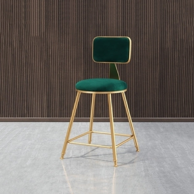 Glam Armless Counter Stool Iron Household Bar Stool with Cushion and Pedal Green 1 Piece Short Stool(18"H) Clearhalo 'Bar Furniture' 'Bar Stools' 'bar_stools' 'furn' 'furn_bar_stools' 'furniture_bar_stools' 'Kitchen & Dining Furniture' 'kitchen&dining_furn' 'kitchen' 'kitchen_furn' Furniture' 4297473