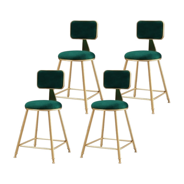 Glam Armless Counter Stool Iron Household Bar Stool with Cushion and Pedal Green 4 Piece Set Short Stool(18"H) Clearhalo 'Bar Furniture' 'Bar Stools' 'bar_stools' 'furn' 'furn_bar_stools' 'furniture_bar_stools' 'Kitchen & Dining Furniture' 'kitchen&dining_furn' 'kitchen' 'kitchen_furn' Furniture' 4297478