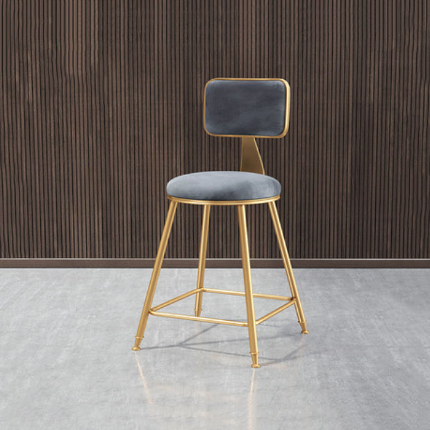 Glam Armless Counter Stool Iron Household Bar Stool with Cushion and Pedal Grey 1 Piece Short Stool(18"H) Clearhalo 'Bar Furniture' 'Bar Stools' 'bar_stools' 'furn' 'furn_bar_stools' 'furniture_bar_stools' 'Kitchen & Dining Furniture' 'kitchen&dining_furn' 'kitchen' 'kitchen_furn' Furniture' 4297480