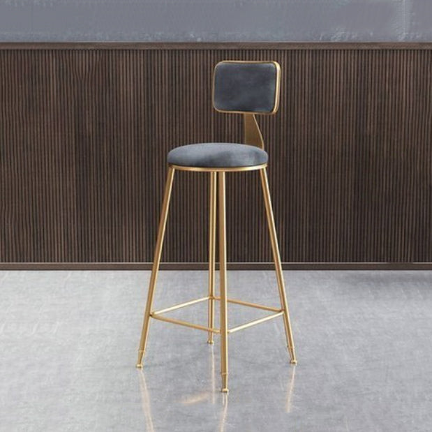 Glam Armless Counter Stool Iron Household Bar Stool with Cushion and Pedal Grey 1 Piece Counter Stool(26"H) Clearhalo 'Bar Furniture' 'Bar Stools' 'bar_stools' 'furn' 'furn_bar_stools' 'furniture_bar_stools' 'Kitchen & Dining Furniture' 'kitchen&dining_furn' 'kitchen' 'kitchen_furn' Furniture' 4297481