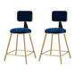 Glam Armless Counter Stool Iron Household Bar Stool with Cushion and Pedal Blue 2 Piece Set Short Stool(18"H) Clearhalo 'Bar Furniture' 'Bar Stools' 'bar_stools' 'furn' 'furn_bar_stools' 'furniture_bar_stools' 'Kitchen & Dining Furniture' 'kitchen&dining_furn' 'kitchen' 'kitchen_furn' Furniture' 4297482