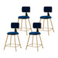 Glam Armless Counter Stool Iron Household Bar Stool with Cushion and Pedal Blue 4 Piece Set Short Stool(18"H) Clearhalo 'Bar Furniture' 'Bar Stools' 'bar_stools' 'furn' 'furn_bar_stools' 'furniture_bar_stools' 'Kitchen & Dining Furniture' 'kitchen&dining_furn' 'kitchen' 'kitchen_furn' Furniture' 4297483