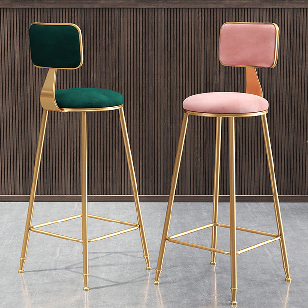 Glam Armless Counter Stool Iron Household Bar Stool with Cushion and Pedal Clearhalo 'Bar Furniture' 'Bar Stools' 'bar_stools' 'furn' 'furn_bar_stools' 'furniture_bar_stools' 'Kitchen & Dining Furniture' 'kitchen&dining_furn' 'kitchen' 'kitchen_furn' Furniture' 4297484