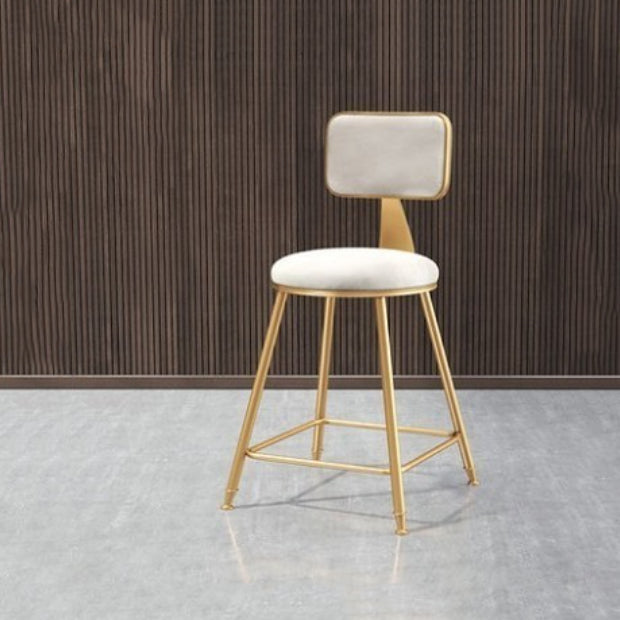 Glam Armless Counter Stool Iron Household Bar Stool with Cushion and Pedal White 1 Piece Short Stool(18"H) Clearhalo 'Bar Furniture' 'Bar Stools' 'bar_stools' 'furn' 'furn_bar_stools' 'furniture_bar_stools' 'Kitchen & Dining Furniture' 'kitchen&dining_furn' 'kitchen' 'kitchen_furn' Furniture' 4297485