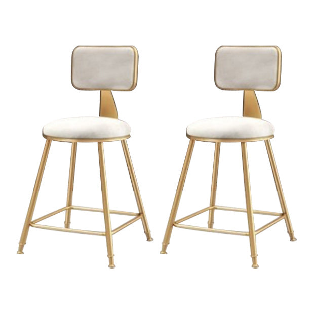 Glam Armless Counter Stool Iron Household Bar Stool with Cushion and Pedal White 2 Piece Set Short Stool(18"H) Clearhalo 'Bar Furniture' 'Bar Stools' 'bar_stools' 'furn' 'furn_bar_stools' 'furniture_bar_stools' 'Kitchen & Dining Furniture' 'kitchen&dining_furn' 'kitchen' 'kitchen_furn' Furniture' 4297486