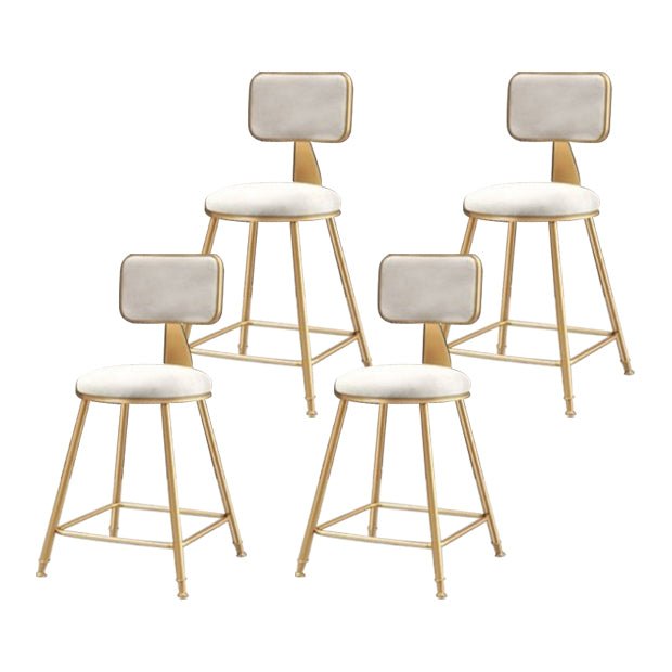 Glam Armless Counter Stool Iron Household Bar Stool with Cushion and Pedal White 4 Piece Set Short Stool(18"H) Clearhalo 'Bar Furniture' 'Bar Stools' 'bar_stools' 'furn' 'furn_bar_stools' 'furniture_bar_stools' 'Kitchen & Dining Furniture' 'kitchen&dining_furn' 'kitchen' 'kitchen_furn' Furniture' 4297487