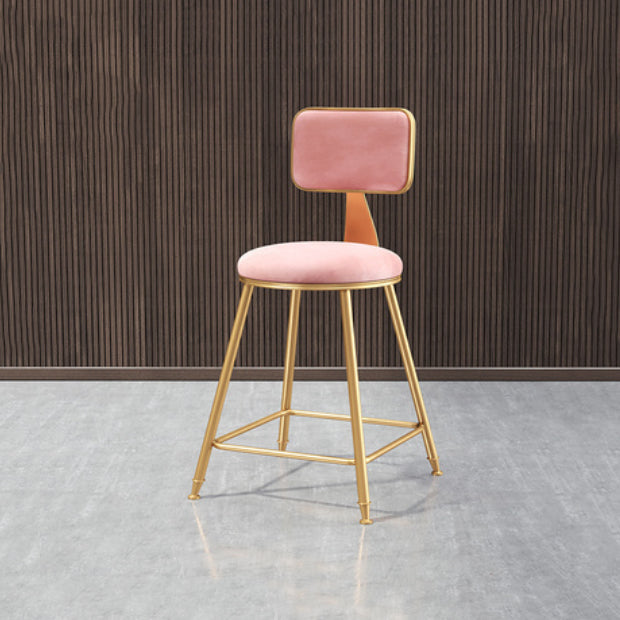 Glam Armless Counter Stool Iron Household Bar Stool with Cushion and Pedal Pink 1 Piece Short Stool(18"H) Clearhalo 'Bar Furniture' 'Bar Stools' 'bar_stools' 'furn' 'furn_bar_stools' 'furniture_bar_stools' 'Kitchen & Dining Furniture' 'kitchen&dining_furn' 'kitchen' 'kitchen_furn' Furniture' 4297488