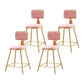 Glam Armless Counter Stool Iron Household Bar Stool with Cushion and Pedal Pink 4 Piece Set Short Stool(18"H) Clearhalo 'Bar Furniture' 'Bar Stools' 'bar_stools' 'furn' 'furn_bar_stools' 'furniture_bar_stools' 'Kitchen & Dining Furniture' 'kitchen&dining_furn' 'kitchen' 'kitchen_furn' Furniture' 4297490