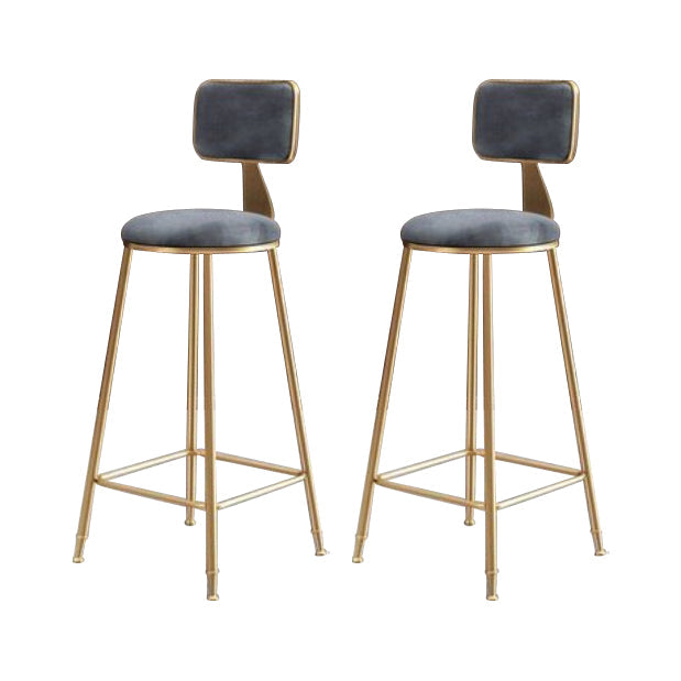 Glam Armless Counter Stool Iron Household Bar Stool with Cushion and Pedal Grey 2 Piece Set Counter Stool(26"H) Clearhalo 'Bar Furniture' 'Bar Stools' 'bar_stools' 'furn' 'furn_bar_stools' 'furniture_bar_stools' 'Kitchen & Dining Furniture' 'kitchen&dining_furn' 'kitchen' 'kitchen_furn' Furniture' 4297491