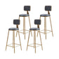 Glam Armless Counter Stool Iron Household Bar Stool with Cushion and Pedal Grey 4 Piece Set Counter Stool(26"H) Clearhalo 'Bar Furniture' 'Bar Stools' 'bar_stools' 'furn' 'furn_bar_stools' 'furniture_bar_stools' 'Kitchen & Dining Furniture' 'kitchen&dining_furn' 'kitchen' 'kitchen_furn' Furniture' 4297492