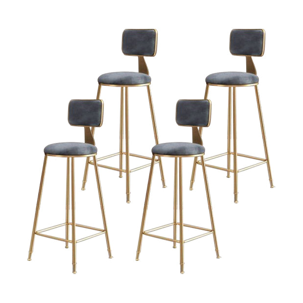 Glam Armless Counter Stool Iron Household Bar Stool with Cushion and Pedal Grey 4 Piece Set Counter Stool(26"H) Clearhalo 'Bar Furniture' 'Bar Stools' 'bar_stools' 'furn' 'furn_bar_stools' 'furniture_bar_stools' 'Kitchen & Dining Furniture' 'kitchen&dining_furn' 'kitchen' 'kitchen_furn' Furniture' 4297492