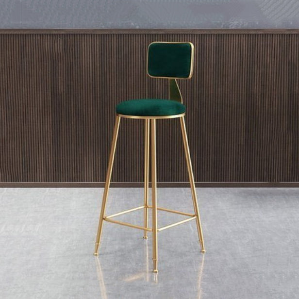 Glam Armless Counter Stool Iron Household Bar Stool with Cushion and Pedal Green 1 Piece Counter Stool(26"H) Clearhalo 'Bar Furniture' 'Bar Stools' 'bar_stools' 'furn' 'furn_bar_stools' 'furniture_bar_stools' 'Kitchen & Dining Furniture' 'kitchen&dining_furn' 'kitchen' 'kitchen_furn' Furniture' 4297493
