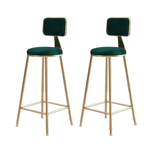 Glam Armless Counter Stool Iron Household Bar Stool with Cushion and Pedal Green 2 Piece Set Counter Stool(26"H) Clearhalo 'Bar Furniture' 'Bar Stools' 'bar_stools' 'furn' 'furn_bar_stools' 'furniture_bar_stools' 'Kitchen & Dining Furniture' 'kitchen&dining_furn' 'kitchen' 'kitchen_furn' Furniture' 4297494