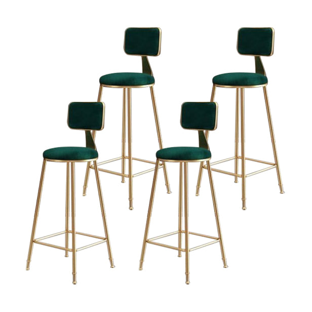 Glam Armless Counter Stool Iron Household Bar Stool with Cushion and Pedal Green 4 Piece Set Counter Stool(26"H) Clearhalo 'Bar Furniture' 'Bar Stools' 'bar_stools' 'furn' 'furn_bar_stools' 'furniture_bar_stools' 'Kitchen & Dining Furniture' 'kitchen&dining_furn' 'kitchen' 'kitchen_furn' Furniture' 4297495