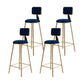 Glam Armless Counter Stool Iron Household Bar Stool with Cushion and Pedal Blue 4 Piece Set Counter Stool(26"H) Clearhalo 'Bar Furniture' 'Bar Stools' 'bar_stools' 'furn' 'furn_bar_stools' 'furniture_bar_stools' 'Kitchen & Dining Furniture' 'kitchen&dining_furn' 'kitchen' 'kitchen_furn' Furniture' 4297498