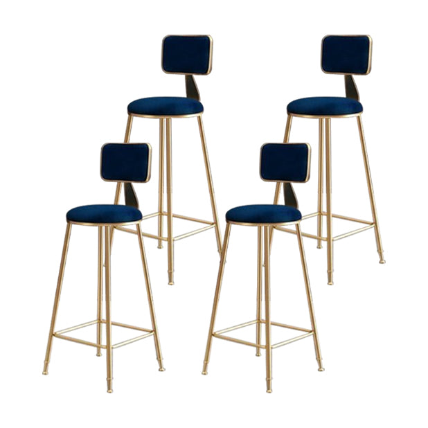 Glam Armless Counter Stool Iron Household Bar Stool with Cushion and Pedal Blue 4 Piece Set Counter Stool(26"H) Clearhalo 'Bar Furniture' 'Bar Stools' 'bar_stools' 'furn' 'furn_bar_stools' 'furniture_bar_stools' 'Kitchen & Dining Furniture' 'kitchen&dining_furn' 'kitchen' 'kitchen_furn' Furniture' 4297498