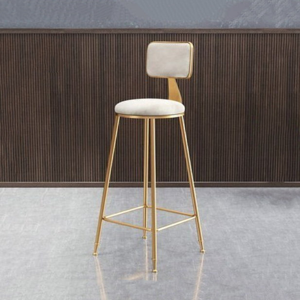 Glam Armless Counter Stool Iron Household Bar Stool with Cushion and Pedal White 1 Piece Counter Stool(26"H) Clearhalo 'Bar Furniture' 'Bar Stools' 'bar_stools' 'furn' 'furn_bar_stools' 'furniture_bar_stools' 'Kitchen & Dining Furniture' 'kitchen&dining_furn' 'kitchen' 'kitchen_furn' Furniture' 4297499