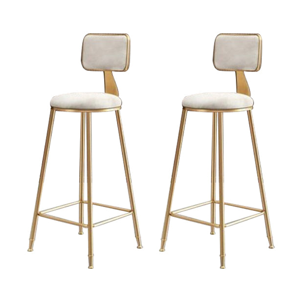 Glam Armless Counter Stool Iron Household Bar Stool with Cushion and Pedal White 2 Piece Set Counter Stool(26"H) Clearhalo 'Bar Furniture' 'Bar Stools' 'bar_stools' 'furn' 'furn_bar_stools' 'furniture_bar_stools' 'Kitchen & Dining Furniture' 'kitchen&dining_furn' 'kitchen' 'kitchen_furn' Furniture' 4297500