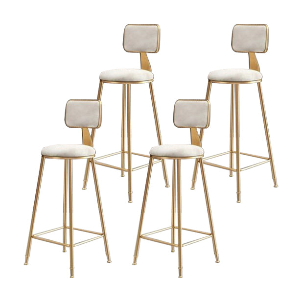 Glam Armless Counter Stool Iron Household Bar Stool with Cushion and Pedal White 4 Piece Set Counter Stool(26"H) Clearhalo 'Bar Furniture' 'Bar Stools' 'bar_stools' 'furn' 'furn_bar_stools' 'furniture_bar_stools' 'Kitchen & Dining Furniture' 'kitchen&dining_furn' 'kitchen' 'kitchen_furn' Furniture' 4297501