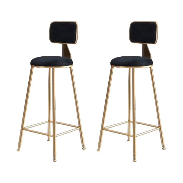 Glam Armless Counter Stool Iron Household Bar Stool with Cushion and Pedal Black 2 Piece Set Counter Stool(26"H) Clearhalo 'Bar Furniture' 'Bar Stools' 'bar_stools' 'furn' 'furn_bar_stools' 'furniture_bar_stools' 'Kitchen & Dining Furniture' 'kitchen&dining_furn' 'kitchen' 'kitchen_furn' Furniture' 4297503