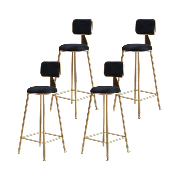 Glam Armless Counter Stool Iron Household Bar Stool with Cushion and Pedal Black 4 Piece Set Counter Stool(26"H) Clearhalo 'Bar Furniture' 'Bar Stools' 'bar_stools' 'furn' 'furn_bar_stools' 'furniture_bar_stools' 'Kitchen & Dining Furniture' 'kitchen&dining_furn' 'kitchen' 'kitchen_furn' Furniture' 4297504
