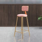 Glam Armless Counter Stool Iron Household Bar Stool with Cushion and Pedal Pink 1 Piece Counter Stool(26"H) Clearhalo 'Bar Furniture' 'Bar Stools' 'bar_stools' 'furn' 'furn_bar_stools' 'furniture_bar_stools' 'Kitchen & Dining Furniture' 'kitchen&dining_furn' 'kitchen' 'kitchen_furn' Furniture' 4297505
