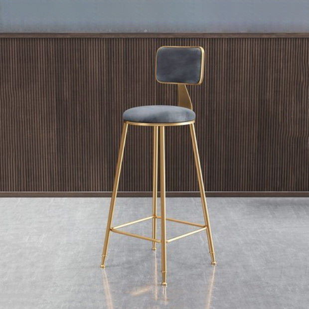 Glam Armless Counter Stool Iron Household Bar Stool with Cushion and Pedal Grey 1 Piece Bar Stool(30"H) Clearhalo 'Bar Furniture' 'Bar Stools' 'bar_stools' 'furn' 'furn_bar_stools' 'furniture_bar_stools' 'Kitchen & Dining Furniture' 'kitchen&dining_furn' 'kitchen' 'kitchen_furn' Furniture' 4297508