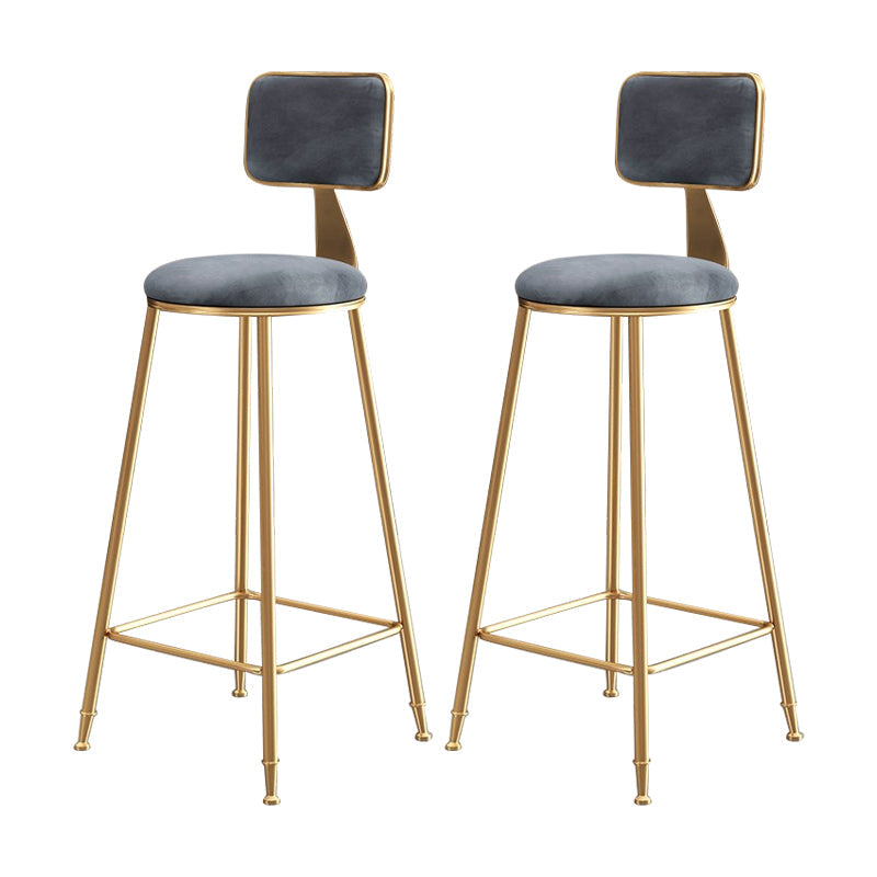 Glam Armless Counter Stool Iron Household Bar Stool with Cushion and Pedal Grey 2 Piece Set Bar Stool(30"H) Clearhalo 'Bar Furniture' 'Bar Stools' 'bar_stools' 'furn' 'furn_bar_stools' 'furniture_bar_stools' 'Kitchen & Dining Furniture' 'kitchen&dining_furn' 'kitchen' 'kitchen_furn' Furniture' 4297509