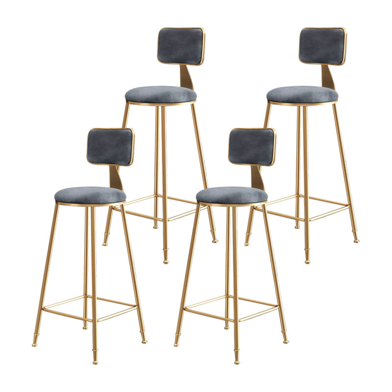 Glam Armless Counter Stool Iron Household Bar Stool with Cushion and Pedal Grey 4 Piece Set Bar Stool(30"H) Clearhalo 'Bar Furniture' 'Bar Stools' 'bar_stools' 'furn' 'furn_bar_stools' 'furniture_bar_stools' 'Kitchen & Dining Furniture' 'kitchen&dining_furn' 'kitchen' 'kitchen_furn' Furniture' 4297510