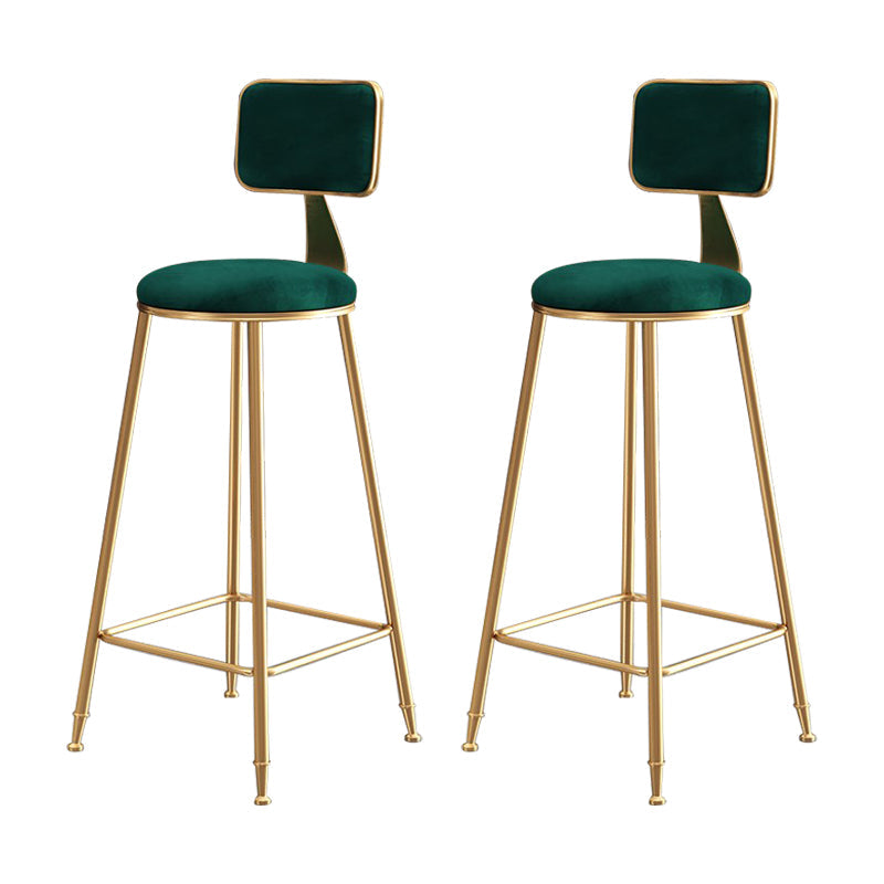 Glam Armless Counter Stool Iron Household Bar Stool with Cushion and Pedal Green 2 Piece Set Bar Stool(30"H) Clearhalo 'Bar Furniture' 'Bar Stools' 'bar_stools' 'furn' 'furn_bar_stools' 'furniture_bar_stools' 'Kitchen & Dining Furniture' 'kitchen&dining_furn' 'kitchen' 'kitchen_furn' Furniture' 4297511