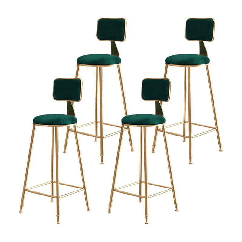 Glam Armless Counter Stool Iron Household Bar Stool with Cushion and Pedal Green 4 Piece Set Bar Stool(30"H) Clearhalo 'Bar Furniture' 'Bar Stools' 'bar_stools' 'furn' 'furn_bar_stools' 'furniture_bar_stools' 'Kitchen & Dining Furniture' 'kitchen&dining_furn' 'kitchen' 'kitchen_furn' Furniture' 4297512