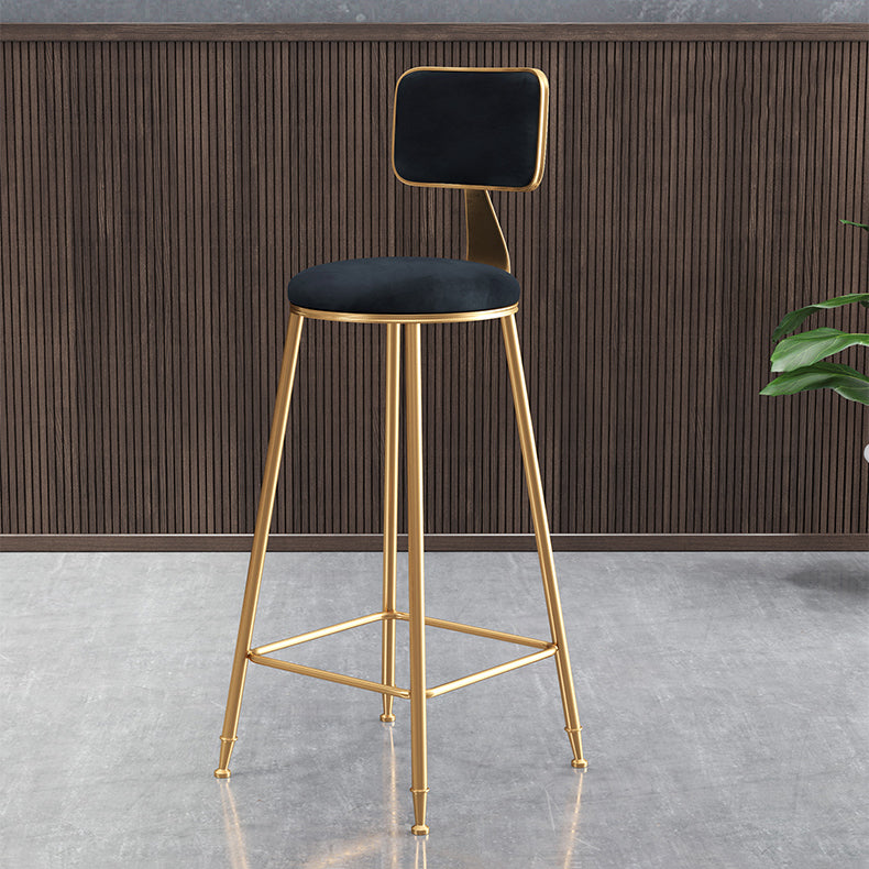 Glam Armless Counter Stool Iron Household Bar Stool with Cushion and Pedal Black 1 Piece Bar Stool(30"H) Clearhalo 'Bar Furniture' 'Bar Stools' 'bar_stools' 'furn' 'furn_bar_stools' 'furniture_bar_stools' 'Kitchen & Dining Furniture' 'kitchen&dining_furn' 'kitchen' 'kitchen_furn' Furniture' 4297513