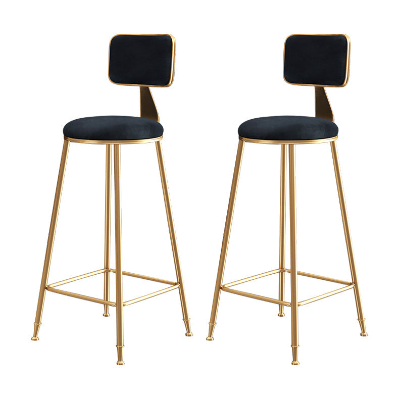 Glam Armless Counter Stool Iron Household Bar Stool with Cushion and Pedal Black 2 Piece Set Bar Stool(30"H) Clearhalo 'Bar Furniture' 'Bar Stools' 'bar_stools' 'furn' 'furn_bar_stools' 'furniture_bar_stools' 'Kitchen & Dining Furniture' 'kitchen&dining_furn' 'kitchen' 'kitchen_furn' Furniture' 4297514