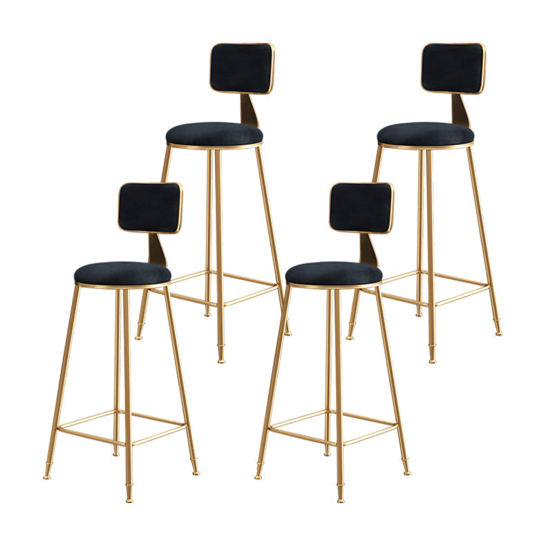 Glam Armless Counter Stool Iron Household Bar Stool with Cushion and Pedal Black 4 Piece Set Bar Stool(30"H) Clearhalo 'Bar Furniture' 'Bar Stools' 'bar_stools' 'furn' 'furn_bar_stools' 'furniture_bar_stools' 'Kitchen & Dining Furniture' 'kitchen&dining_furn' 'kitchen' 'kitchen_furn' Furniture' 4297515