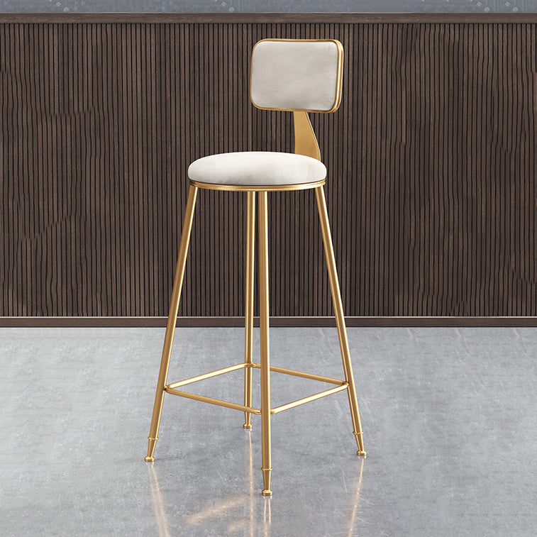 Glam Armless Counter Stool Iron Household Bar Stool with Cushion and Pedal White 1 Piece Bar Stool(30"H) Clearhalo 'Bar Furniture' 'Bar Stools' 'bar_stools' 'furn' 'furn_bar_stools' 'furniture_bar_stools' 'Kitchen & Dining Furniture' 'kitchen&dining_furn' 'kitchen' 'kitchen_furn' Furniture' 4297516