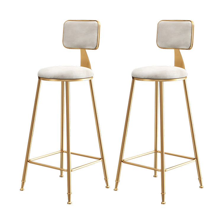 Glam Armless Counter Stool Iron Household Bar Stool with Cushion and Pedal White 2 Piece Set Bar Stool(30"H) Clearhalo 'Bar Furniture' 'Bar Stools' 'bar_stools' 'furn' 'furn_bar_stools' 'furniture_bar_stools' 'Kitchen & Dining Furniture' 'kitchen&dining_furn' 'kitchen' 'kitchen_furn' Furniture' 4297517