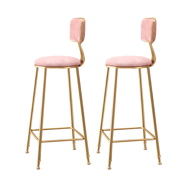 Glam Armless Counter Stool Iron Household Bar Stool with Cushion and Pedal Pink 2 Piece Set Bar Stool(30"H) Clearhalo 'Bar Furniture' 'Bar Stools' 'bar_stools' 'furn' 'furn_bar_stools' 'furniture_bar_stools' 'Kitchen & Dining Furniture' 'kitchen&dining_furn' 'kitchen' 'kitchen_furn' Furniture' 4297520