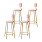 Glam Armless Counter Stool Iron Household Bar Stool with Cushion and Pedal Pink 4 Piece Set Bar Stool(30"H) Clearhalo 'Bar Furniture' 'Bar Stools' 'bar_stools' 'furn' 'furn_bar_stools' 'furniture_bar_stools' 'Kitchen & Dining Furniture' 'kitchen&dining_furn' 'kitchen' 'kitchen_furn' Furniture' 4297521