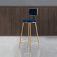 Glam Armless Counter Stool Iron Household Bar Stool with Cushion and Pedal Blue 1 Piece Bar Stool(30"H) Clearhalo 'Bar Furniture' 'Bar Stools' 'bar_stools' 'furn' 'furn_bar_stools' 'furniture_bar_stools' 'Kitchen & Dining Furniture' 'kitchen&dining_furn' 'kitchen' 'kitchen_furn' Furniture' 4297522