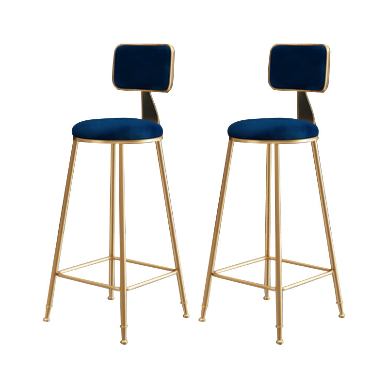 Glam Armless Counter Stool Iron Household Bar Stool with Cushion and Pedal Blue 2 Piece Set Bar Stool(30"H) Clearhalo 'Bar Furniture' 'Bar Stools' 'bar_stools' 'furn' 'furn_bar_stools' 'furniture_bar_stools' 'Kitchen & Dining Furniture' 'kitchen&dining_furn' 'kitchen' 'kitchen_furn' Furniture' 4297523