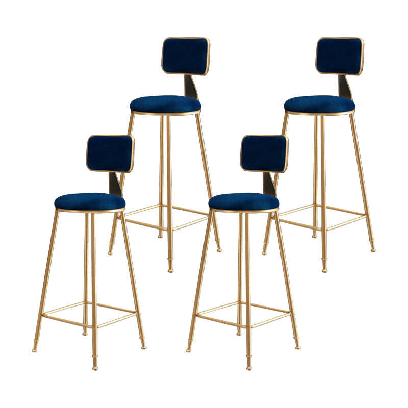 Glam Armless Counter Stool Iron Household Bar Stool with Cushion and Pedal Blue 4 Piece Set Bar Stool(30"H) Clearhalo 'Bar Furniture' 'Bar Stools' 'bar_stools' 'furn' 'furn_bar_stools' 'furniture_bar_stools' 'Kitchen & Dining Furniture' 'kitchen&dining_furn' 'kitchen' 'kitchen_furn' Furniture' 4297524