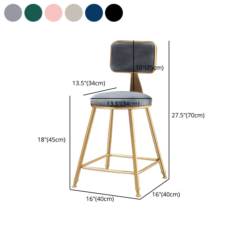 Glam Armless Counter Stool Iron Household Bar Stool with Cushion and Pedal Clearhalo 'Bar Furniture' 'Bar Stools' 'bar_stools' 'furn' 'furn_bar_stools' 'furniture_bar_stools' 'Kitchen & Dining Furniture' 'kitchen&dining_furn' 'kitchen' 'kitchen_furn' Furniture' 4297525