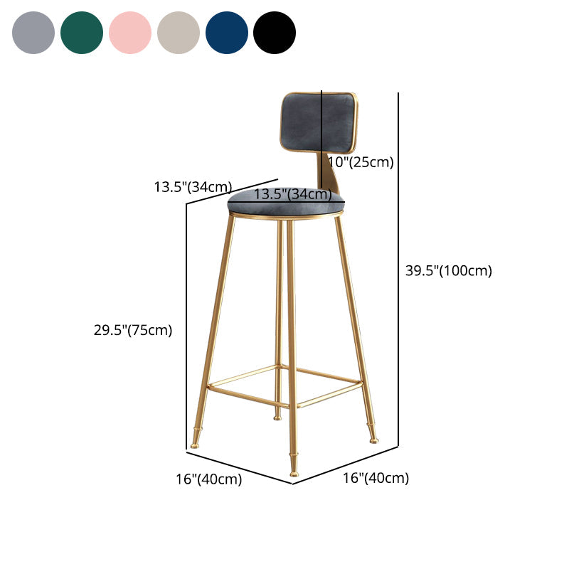Glam Armless Counter Stool Iron Household Bar Stool with Cushion and Pedal Clearhalo 'Bar Furniture' 'Bar Stools' 'bar_stools' 'furn' 'furn_bar_stools' 'furniture_bar_stools' 'Kitchen & Dining Furniture' 'kitchen&dining_furn' 'kitchen' 'kitchen_furn' Furniture' 4297527