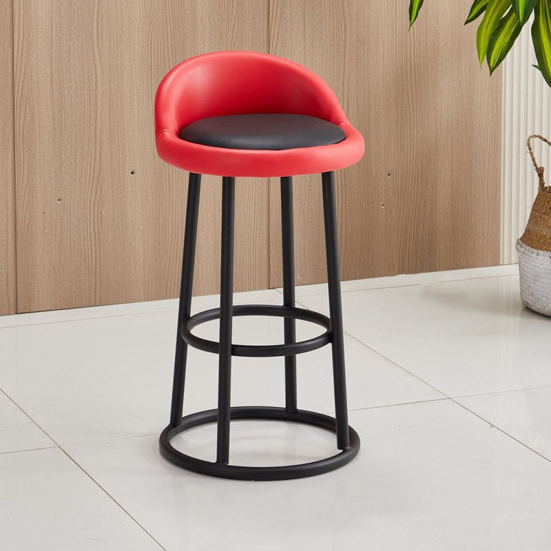 Modern Armless Counter Stool Iron Household Bar Stool with Cushion and Pedal Red-Black 1 Piece Clearhalo 'Bar Furniture' 'Bar Stools' 'bar_stools' 'furn' 'furn_bar_stools' 'furniture_bar_stools' 'Kitchen & Dining Furniture' 'kitchen&dining_furn' 'kitchen' 'kitchen_furn' Furniture' 4297529