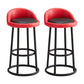 Modern Armless Counter Stool Iron Household Bar Stool with Cushion and Pedal Red-Black 2 Piece Set Clearhalo 'Bar Furniture' 'Bar Stools' 'bar_stools' 'furn' 'furn_bar_stools' 'furniture_bar_stools' 'Kitchen & Dining Furniture' 'kitchen&dining_furn' 'kitchen' 'kitchen_furn' Furniture' 4297530